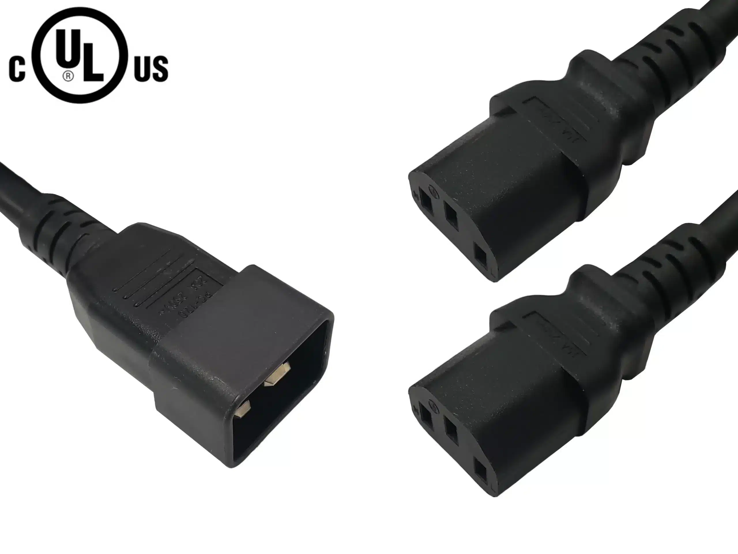 IEC C20 to 2x IEC C13 Power Splitter Cable 12AWG/14AWG (20A/15A 250V)