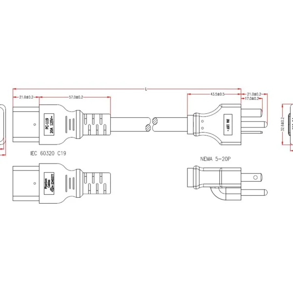 Second image of 5-20P to C19 Power Cable